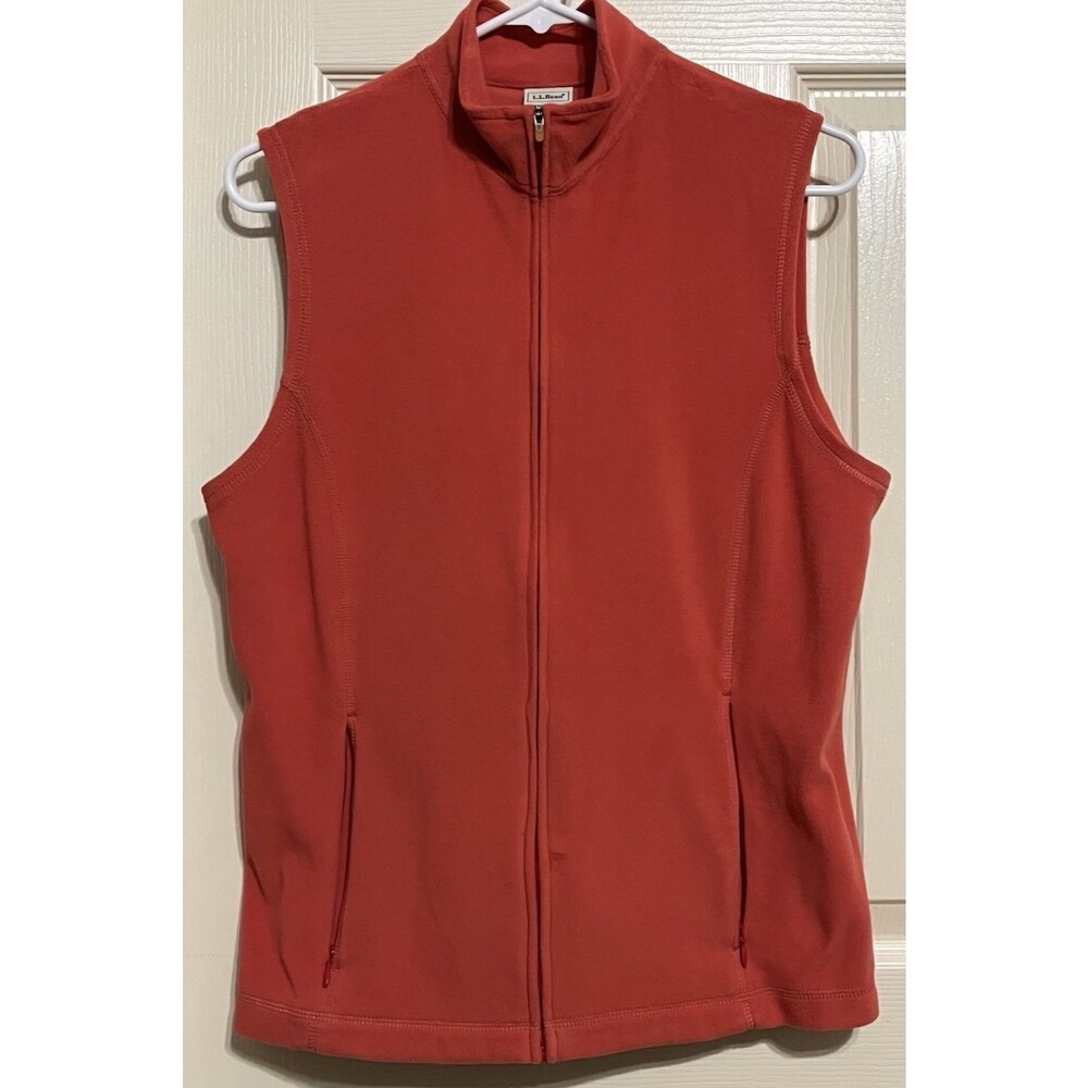L.L. Bean Women's Full Zip Fleece Vest Coral Pink Misses Medium M-REG 0FPX7